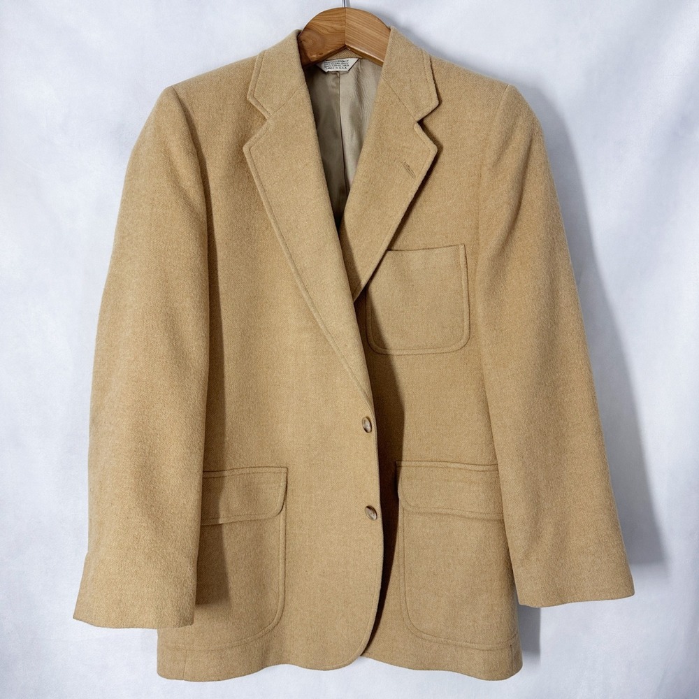 Vintage Huntington 100% Camel Hair Classic Tan Blazer Mens Size 41R
